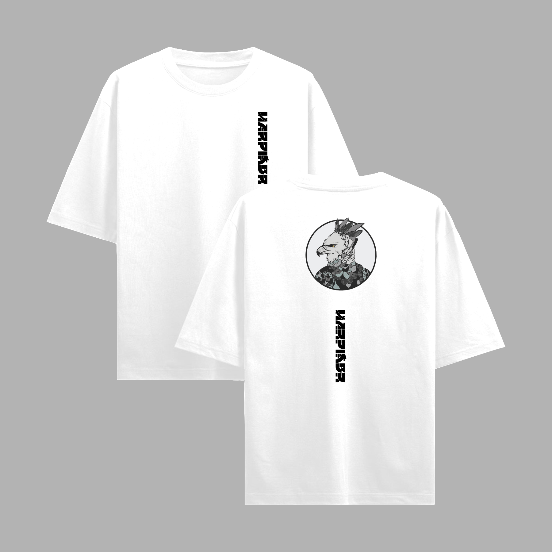 Camiseta Oversized HarpiaBr — Branca Estampada — Essencial 160g